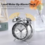 Anubhav Janni Alarm Clock Silver + black Big Size Clock Alarm Super Loud for Heavy Sleepers Retro Twin Bell Metal Frame with Night Backlight Function Bedside Luminous Bedroom (pack of 1) - Image 8