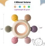 Anubhav Janni Baby Teether Silicone Wooden For Months BPA Free Soft Teething Toy Safe Infants Round Shape Toys Teethers Bpa Newborn Infant Gifts Rattle Mouth Babies Teether (Pack Of 1 Pcs) - Image 3