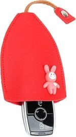 Anubhav Janni Car Key Case Cover Holder Large Capacity Sleeve Cute Cartoon Leather Protective for Women Key-Chain Pouch Bag with Metal Ring Keying Easter Bunny (pack of 1) - Image 3