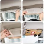 Anubhav Janni Car Sun Visor Organizer PU Leather Multi-Pocket Storage Holder for Sunglasses Cards Pens Documents Universal Fit with Zipper Pouch Mesh Slot Secure Strap Strap Car (pack of 1) - Image 2