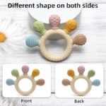 Anubhav Janni Silicone Wooden Baby Teether for BPA-Free Food-Grade Natural Neem Wood Safe Infants Round Shape Chewing Mouthing Sensory Toy Boys Girls Teething Textured Accessory (pack of 1) - Image 4