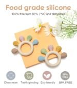 Anubhav Janni Silicone Wooden Baby Teether for BPA-Free Food-Grade Natural Neem Wood Safe Infants Round Shape Chewing Mouthing Sensory Toy Boys Girls Teething Textured Accessory (pack of 1) - Image 6