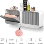 Anubhav Janni Soap Box Double Grid New Creative Wall Mounted Soap Box with Lid Double Grids Draining Rack Bathroom Shower Holder Multi With  – Rack Holder Plastic Bar Storage Without (pack of 1)