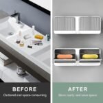 Anubhav Janni Soap Box Double Grid New Creative Wall Mounted Soap Box with Lid Double Grids Draining Rack Bathroom Shower Holder Multi With – Rack Holder Plastic Bar Storage Without (pack of 1) - Image 6