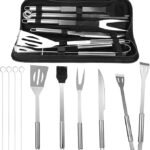 Anubhav Janni 18 pcs BBQ Tool Set Griddle Accessories Kit Exclusive Spatulas Commercial Grade Flat Top Grill Cooking Great for Outdoor and Camping Stainless Steel (pack of 1)