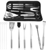 Anubhav Janni 18 pcs BBQ Tool Set Griddle Accessories Kit Exclusive Spatulas Commercial Grade Flat Top Grill Cooking Great for Outdoor and Camping Stainless Steel (pack of 1)