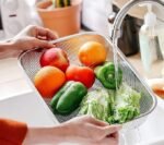 Anubhav Janni Drain Basket with Drip Tray Spoon Holder Drainer for Kitchen Drying Stand Kuda Plate Rack Bartan Over Sink Counter Big Stand Mesh Tangle Fruits Vegetable Washer Rectangle (pack of 1)