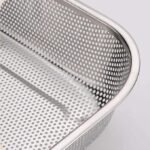 Anubhav Janni Drain Basket with Drip Tray Spoon Holder Drainer for Kitchen Drying Stand Kuda Plate Rack Bartan Over Sink Counter Big Stand Mesh Tangle Fruits Vegetable Washer Rectangle (pack of 1) - Image 4