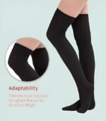 Anubhav Janni Warm Wool Socks Thigh High Black Knitted Thick Thermal Woolen for Women Winter Wear Knee Length Leg Warmers Long Boot Cuffs Cap Stocking For (pack of 1) - Image 4