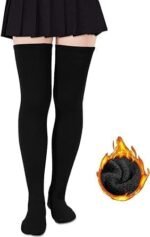Anubhav Janni Warm Wool Socks Thigh High Black Knitted Thick Thermal Woolen for Women Winter Wear Knee Length Leg Warmers Long Boot Cuffs Cap Stocking For (pack of 1) - Image 8