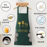 Anubhav Janni Kitchen Apron Green Waterproof Oil-Resistant Bib with Adjustable Neck Strap Pockets Unisex Cooking Baking BBQ for Men Women For Wear Dishwashing Dress Design (pack of 1) - Image 9