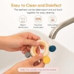 Anubhav Janni 2 in 1 Baby Teether BPA Free Sensory Toys for Babies Newborn Infant Safe Infants Round Shape Gifts One Year Old Boys Girls Silicone Wooden Soft Teething Toy (pack of 1) - Image 4