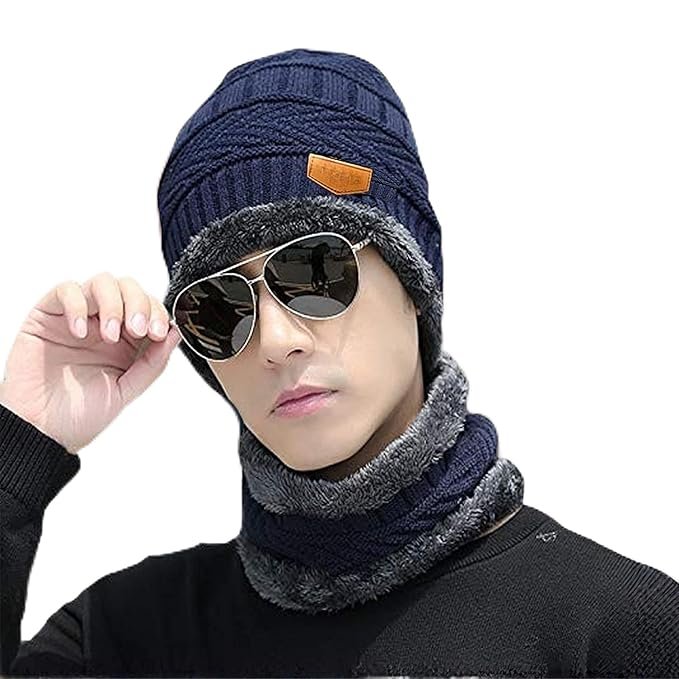 Anubhav Janni Winter Cap with Neck Scarf Thermal Warmer for Men Women Thick And Fluffy Woolen Cold Weather Outdoor Activities Men's Women's Snow Proof Inside Warm Muffler Winters (pack of 1) Anubhav Janni Winter Cap with Neck Scarf Thermal Warmer for Men Women Thick And Fluffy Woolen Cold Weather Outdoor Activities Men's Women's Snow Proof Inside Warm Muffler Winters (pack of 1) - Image 1
