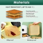Anubhav Janni Air Fryer Square Paper Dish Liners Parchment Disposable Oil-Proof Sheets for Microwave Non-Stick Liner Free of Bleach Frying Baking Cooking Roasting (pack 1) - Image 7