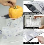 Anubhav Janni 10 Pcs Food Storage Bag Reusable Aluminum Stand Up Foil Sealable Bags with Zip Lock Preservation Leakproof Aluminium Fresh keeping for Vegetable Fruit Meat (pack of 1) - Image 7