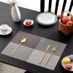 Anubhav Janni Place Mat 4 Khana Brown Placemats Dining Table Mats Material Non Slip Heat Resistant Kitchen mats Washable Durable Table Easy to Cut Set Stain Indoor Outdoor (Set Of 2 Pcs) - Image 2