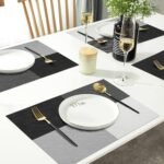 Anubhav Janni Place Mat 4 Khana Black White Placemats Dining Table Mats Material Non Slip Heat Resistant Kitchen mats Washable Durable Table Easy to Cut Set Stain Indoor Outdoor (Set Of 2 Pcs) - Image 2