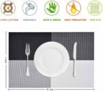 Anubhav Janni Place Mat 4 Khana Black White Placemats Dining Table Mats Material Non Slip Heat Resistant Kitchen mats Washable Durable Table Easy to Cut Set Stain Indoor Outdoor (Set Of 2 Pcs) - Image 4