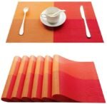 Anubhav Janni Place Mat 4 Khana Orange Placemats Dining Table Mats Material Non Slip Heat Resistant Kitchen mats Washable Durable Table Easy to Cut Set Stain Indoor Outdoor (Set Of 2 Pcs)