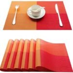 Anubhav Janni Place Mat 4 Khana Orange Placemats Dining Table Mats Material Non Slip Heat Resistant Kitchen mats Washable Durable Table Easy to Cut Set Stain Indoor Outdoor (Set Of 2 Pcs)
