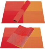 Anubhav Janni Place Mat 4 Khana Orange Placemats Dining Table Mats Material Non Slip Heat Resistant Kitchen mats Washable Durable Table Easy to Cut Set Stain Indoor Outdoor (Set Of 2 Pcs) - Image 5