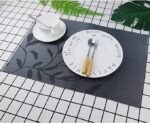 Anubhav Janni Place Mat Black Flower Placemats Dining Table Mats Material Non Slip Heat Resistant Kitchen mats Washable Durable Table Easy to Cut Set Stain Indoor Outdoor (Set Of 2 Pcs) - Image 2