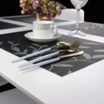 Anubhav Janni Place Mat Black Flower Placemats Dining Table Mats Material Non Slip Heat Resistant Kitchen mats Washable Durable Table Easy to Cut Set Stain Indoor Outdoor (Set Of 2 Pcs) - Image 4