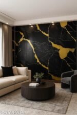Anubhav Janni Ta Black With Golden  Marble Peel and Stick Wallpaper Luxury Marble Design For Walls Removable And Easy to Apply Ideal For Home Office Kitchen And Bathroom (Pack Of 1 Pcs) - Image 2