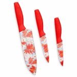 Anubhav Janni Knife Set Red Professional Kitchen High Carbon Stainless Steel Chef Utility Santoku Knives With Ergonomic Handles Chef Sharp Blades Multipurpose Vegetable Fruit (Set Of 3 Pcs)