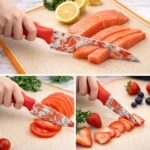 Anubhav Janni Knife Set Red Professional Kitchen High Carbon Stainless Steel Chef Utility Santoku Knives With Ergonomic Handles Chef Sharp Blades Multipurpose Vegetable Fruit (Set Of 3 Pcs) - Image 2