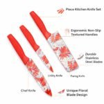 Anubhav Janni Knife Set Red Professional Kitchen High Carbon Stainless Steel Chef Utility Santoku Knives With Ergonomic Handles Chef Sharp Blades Multipurpose Vegetable Fruit (Set Of 3 Pcs) - Image 3