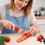Anubhav Janni Knife Set Red Professional Kitchen High Carbon Stainless Steel Chef Utility Santoku Knives With Ergonomic Handles Chef Sharp Blades Multipurpose Vegetable Fruit (Set Of 3 Pcs) - Image 4