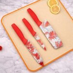 Anubhav Janni Knife Set Red Professional Kitchen High Carbon Stainless Steel Chef Utility Santoku Knives With Ergonomic Handles Chef Sharp Blades Multipurpose Vegetable Fruit (Set Of 3 Pcs) - Image 7