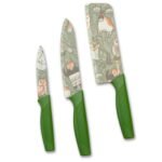 Anubhav Janni Knife Set Dark Green Professional Kitchen High Carbon Stainless Steel Chef Utility Santoku Knives With Ergonomic Handles Chef Sharp Blades Multipurpose Vegetable Fruit (Set Of 3 Pcs)