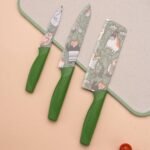 Anubhav Janni Knife Set Dark Green Professional Kitchen High Carbon Stainless Steel Chef Utility Santoku Knives With Ergonomic Handles Chef Sharp Blades Multipurpose Vegetable Fruit (Set Of 3 Pcs) - Image 2