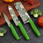 Anubhav Janni Knife Set Dark Green Professional Kitchen High Carbon Stainless Steel Chef Utility Santoku Knives With Ergonomic Handles Chef Sharp Blades Multipurpose Vegetable Fruit (Set Of 3 Pcs) - Image 3