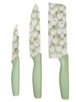 Anubhav Janni Knife Set Light Green  Professional Kitchen High Carbon Stainless Steel Chef Utility Santoku Knives With Ergonomic Handles Chef Sharp Blades Multipurpose Vegetable Fruit (Set Of 3 Pcs)