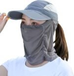 Anubhav Janni Cap With Face Mask Protection for Women Man Wide Brim Hat with Neck Cover Breathable Quick Dry Summer Gardening Hiking TravelHat Pink Outdoor(Multicolor)(pack of 1) - Image 4