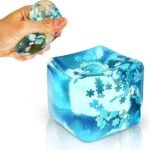 Anubhav Janni Ice Cube Stress Ball Balls with Snowflakes  Square Sensory Fidget Toys Anxiety Anger Relief Silent Squeeze Kids Hand Exercise Classroom Home Use Kids Adults Office (Pack Of 1 Pcs)