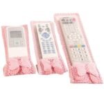 Anubhav Janni Remote Cover Control Covers Bow Knot Lace Design Compatible Tv Ac Remotes Dustproof  Washable Cute Attractive Dust Proof Protective Case Cotton Fabric Cloth (Pack Of 1 , 3 Pcs)