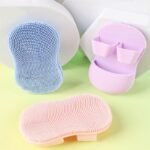 Anubhav Janni Silicone Face Scrubber Pad Brush Pore Cleaning Facial Men Women Gentle Deep Cleansing Bathing Finger Grip Soft Exfoliating Brush Manual Pads Scrubbers Tool Massage (Set Of 2 Pcs) - Image 2