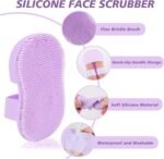Anubhav Janni Silicone Face Scrubber Pad Brush Pore Cleaning Facial Men Women Gentle Deep Cleansing Bathing Finger Grip Soft Exfoliating Brush Manual Pads Scrubbers Tool Massage (Set Of 2 Pcs) - Image 4