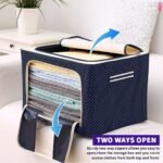Anubhav Janni 44 Ltr Bag Blue Dot Printed Steel Frame Storage Box Organizer Clothing Blankets Bedding Clear Window Clothes Box Foldable Organizer Wardrobe Saree Shirts Blankets (Pack Of 1 Pcs) - Image 4