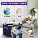 Anubhav Janni 44 Ltr Bag Blue Dot Printed Steel Frame Storage Box Organizer Clothing Blankets Bedding Clear Window Clothes Box Foldable Organizer Wardrobe Saree Shirts Blankets (Pack Of 1 Pcs) - Image 6