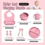 Anubhav Janni Silicone Baby Feeding Set Led Weaning Supplies BPA Free Set Suction Bowl Forks Spoons Bib Cup Develops Self Skills Dishwasher Safe Months BPA Free Plate Bib (Set Of 8 Pcs) - Image 2