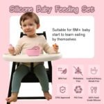 Anubhav Janni Silicone Baby Feeding Set Led Weaning Supplies BPA Free Set Suction Bowl Forks Spoons Bib Cup Develops Self Skills Dishwasher Safe Months BPA Free Plate Bib (Set Of 8 Pcs) - Image 3