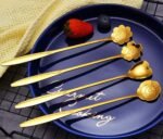 Anubhav Janni Golden Spoon Set Set Coffee Spoon Dessert Spoons Cutlery Kitchen Tableware Stainless Steel Gold Teaspoons Desserts Reusable Tea Scoops Kitchen House Cafe Or Bar (Set Of 4 Pcs) - Image 2