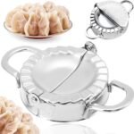 Anubhav Janni Steel Momos Maker Small Stainless Dumpling Gujiya Mould Press Manual Dough Cutter Sealer Momos Ghughra Silver Samosa Home Kitchen Set Dumplings Samosa (Pack Of 1 Pcs)