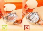 Anubhav Janni Steel Momos Maker Small Stainless Dumpling Gujiya Mould Press Manual Dough Cutter Sealer Momos Ghughra Silver Samosa Home Kitchen Set Dumplings Samosa (Pack Of 1 Pcs) - Image 5