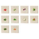 Anubhav Janni Fridge Vegetable Bag Cotton Reusable Fruit Bags Storage Kitchen Organizer Washable Breathable Zipper Cloth Fruits Vegetables Cotton Reusable Breathable Washable (Set Of 10 Pcs)